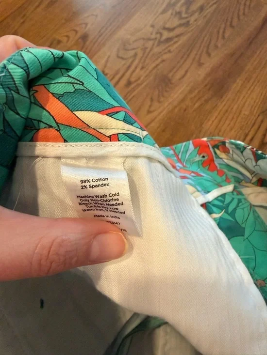 Talbots Green Coral Jungle Print Cotton Stretch Short Pockets Fly Zip size 2 - Picture 4 of 6